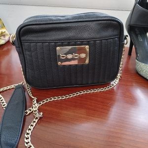 BEBE black crossbody purse gold chain